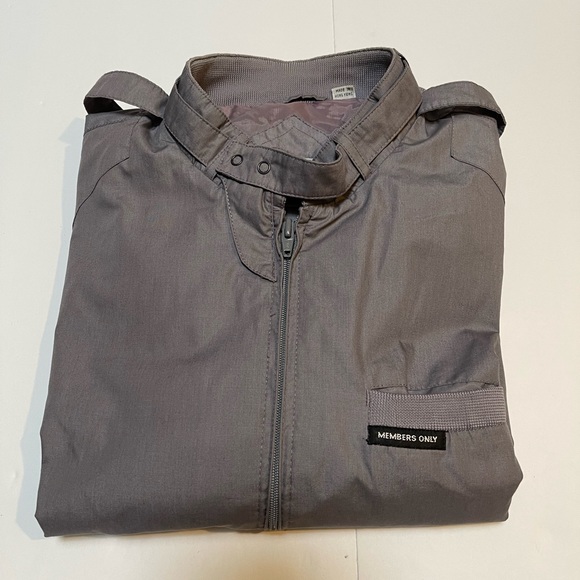 Mens Members Only Jacket Size 42 Gray Racer Lined Bomber Europe Craft - Picture 9 of 9